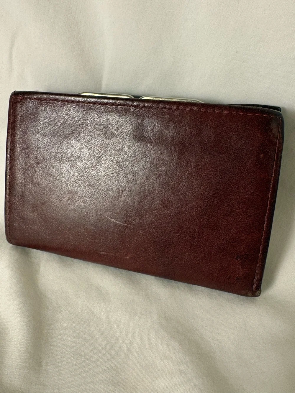 Vintage Rolfs Designer Collection Burgundy Leather Wallet Kiss Lock Coin Purse